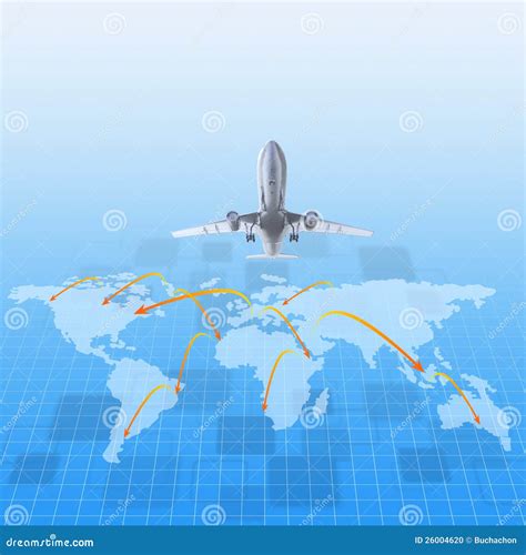 Airplane Around The World Stock Illustration Illustration Of Earth