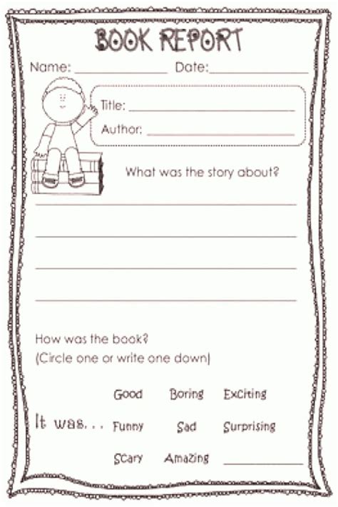 Book Report Templates For Kinder And First Graders Book Report