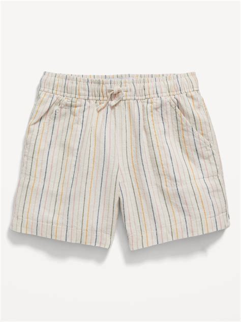 Linen Blend Printed Drawstring Midi Shorts For Girls Old Navy