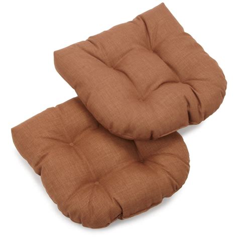 19 inch u shaped outdoor spun polyester tufted dining chair cushion set of 2 mocha