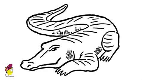 This is a simplified cartoon version of a crocodile or alligator. Alligator - How to draw Alligator - Easy Alligator Drawing ...