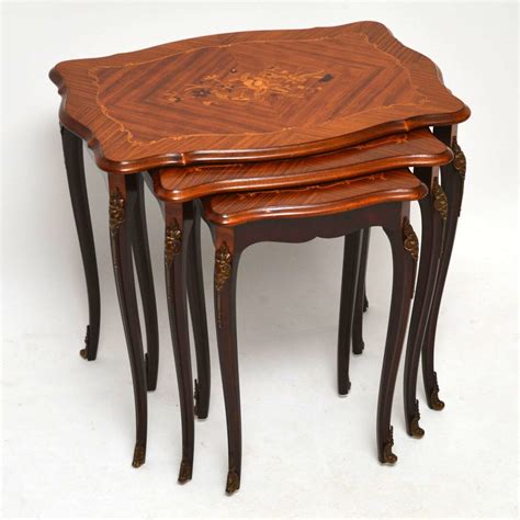 Antique French Style Inlaid Rosewood Nest Of Tables Marylebone Antiques