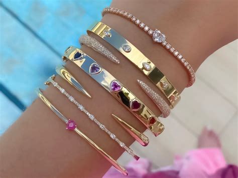 Diamond Bracelet 14k Solid Gold Solitaire Diamond Bangle Bracelet