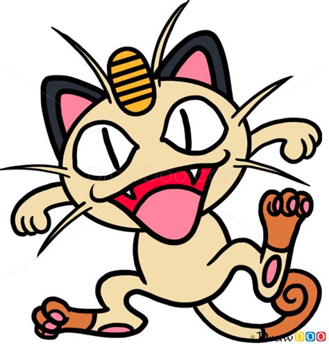How To Draw Meowth Pokemons Easy Cartoon Drawings Easy Drawings