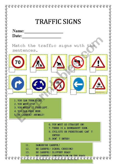 Traffic Signs And Road Safety ESL Worksheet By Izotz