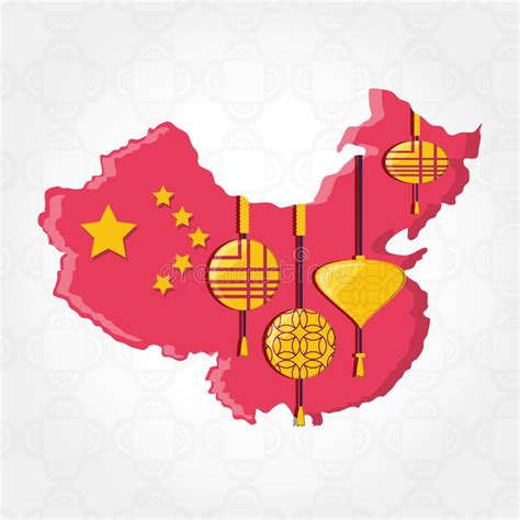 Iconos Del Mapa De China De La Cultura Ilustración Del Vector