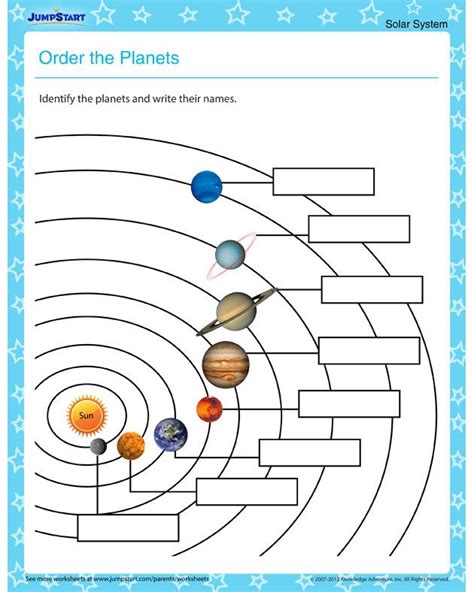 Order The Planets Free Planet Worksheet For Primary