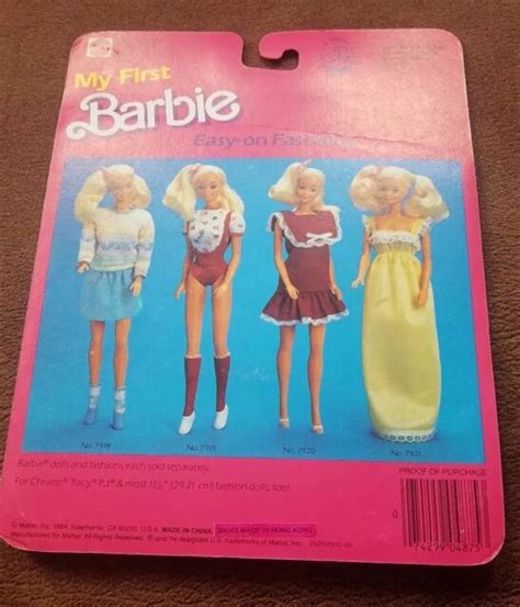 New My First Barbie Easy On Fashions 7920 1984 Mattel Inc 3 Ebay