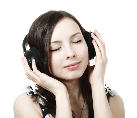 Girl Listening To Music On Headphones Stock Photo Image Of Listening