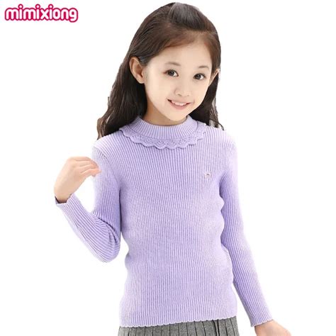 Little Girls Turtlenecks Sweaters Autumn Outwear Cotton Kids Knitted