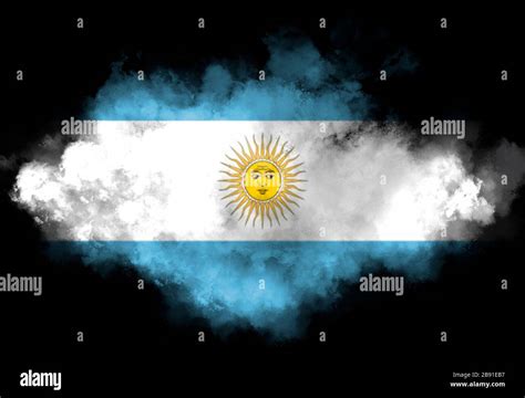 Bandera Argentina Realizada Con Humo De Color Sobre Fondo Negro Símbolo Abstracto Fotografía De