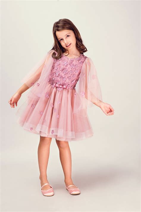 Dusty Pink Girls Dress Hira Design Floral Dresses