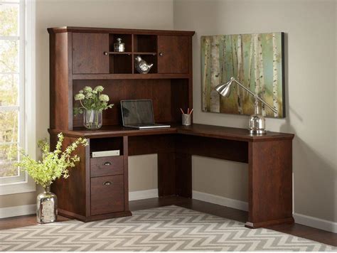 Bush Furniture Yorktown 60w L Shaped Desk With Hutch In Antique Cherry