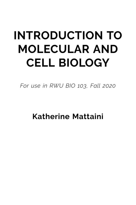 Introduction To Molecular And Cell Biology Simple Book Publishing