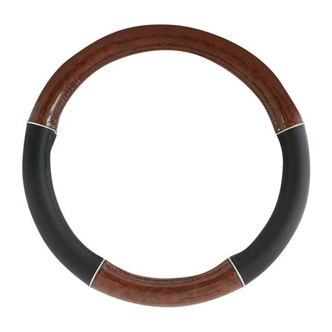 20 Black And Wood Steering Wheel Cover With Chrome Trim By Grand