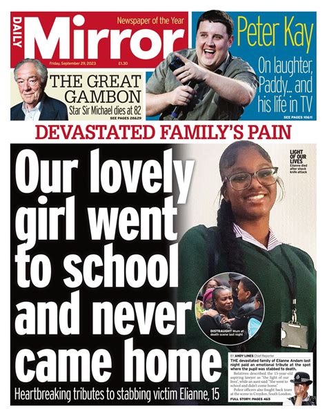 Daily Mirror Front Page Th Of September Tomorrow S Papers Today