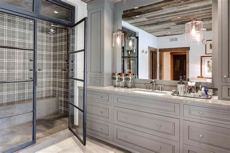 Bathroom designs room designs bathrooms design styles traditional. Country Style Bathroom with Gray Plaid Shower Tiles ...