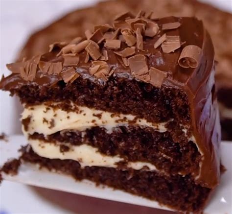 Hersheys Chocolate Cake With Cream Cheese Filling And Chocolate Cream