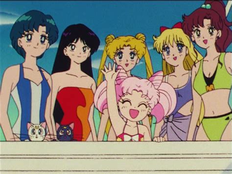 Sailor Moon R Episode Ami Rei Usagi Minako Makoto Artemis Luna And Chibiusa On A Boat