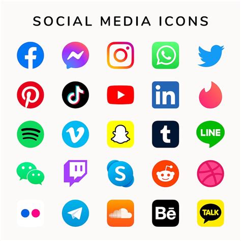 Social Media Icons Vector Set Free Vector Rawpixel