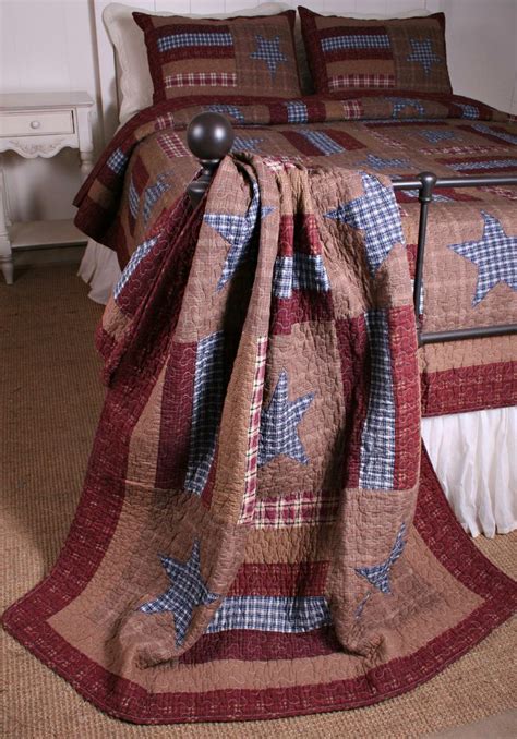 Primitive Americana Barn Star Patchwork Quilt Throw Quilts Throw