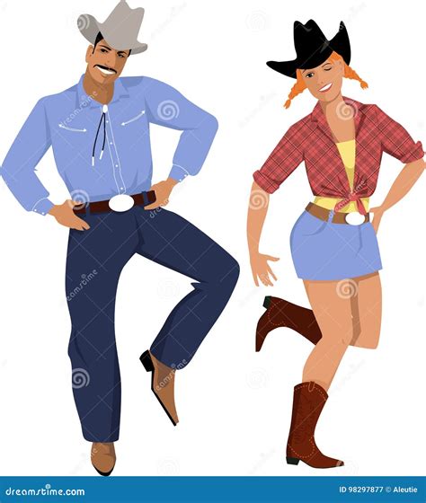Country Western Couples Dancing Clipart
