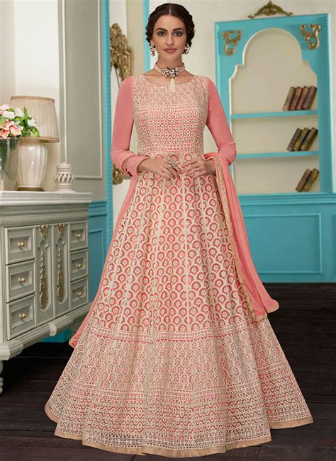 Buy Pink Georgette Anarkali Suit Embroidered Anarkali Suit Online Shopping Slsrf22921