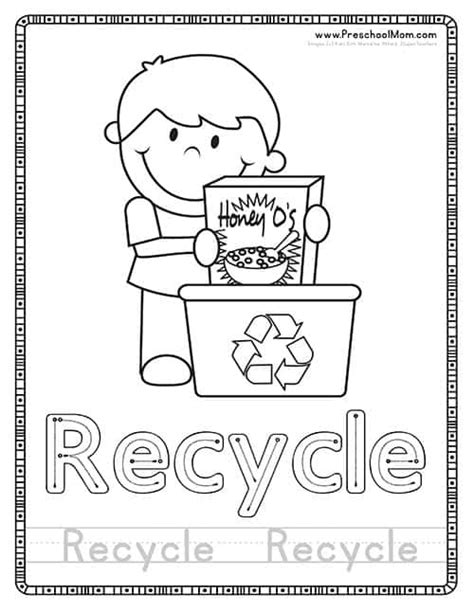 Recycling Bin Coloring Sheets For Kindergarten Coloring Pages