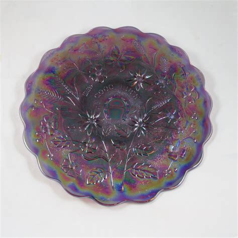 Fenton Amethyst Purple Good Luck Carnival Glass Chop Plate Carnival Glass