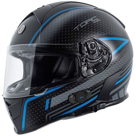 Torc T14b Mako Bluetooth Motorcycle Helmet Flat Black Scramble Blue