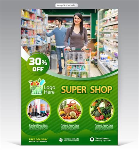 Premium Vector Flat Design Supermarket Poster Template