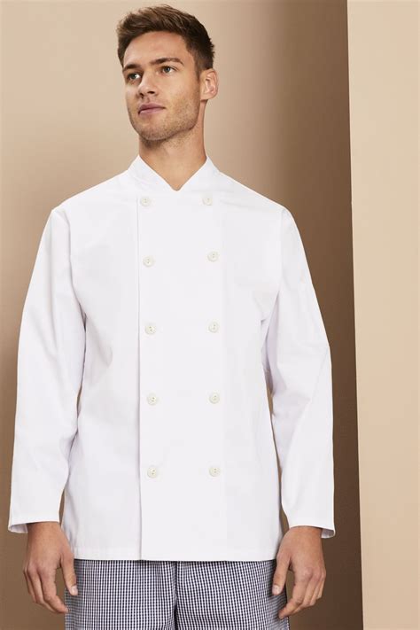 Unisex Long Sleeve Heat Proof Button Chefs Jacket White Sj