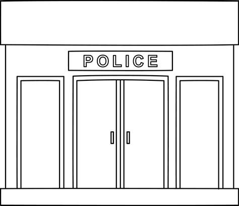 Police Station Isolated Coloring Page For Kids 22463851 Vector Art At