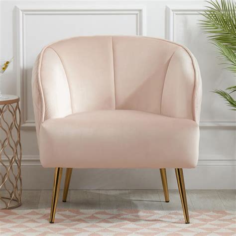 Bella Fabric Lounge Chaise Armchair In Blush Pink Furniture In Fashion