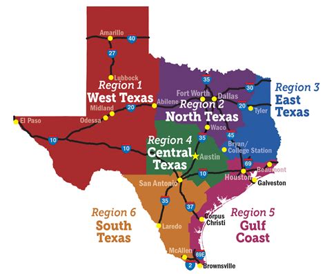 City Map Of Texas By Regions Map