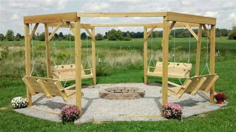 Swings Around Fire Pit Plans Dad Diyer Builds Genius Backyard Porch