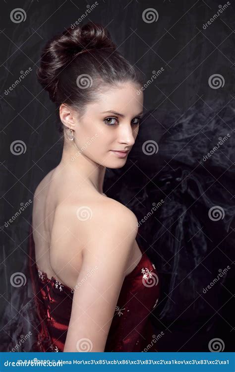 Portrait Of Young Women In Red Corset Stock Photo Image Of Fashion