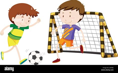 Two Boys Playing Football Stock Vector Images Alamy
