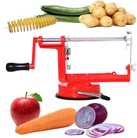 Manual Red Stainless Steel Twisted Potato Apple Slicer Spiral French