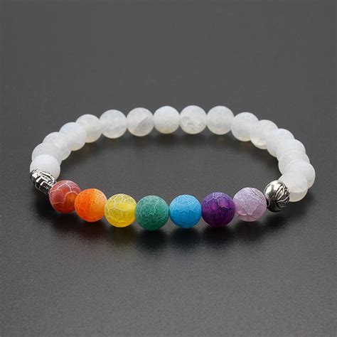 2017 Handmade Jewelry 7 Colorful Chakra Natural Stone Beads Yoga Bangle