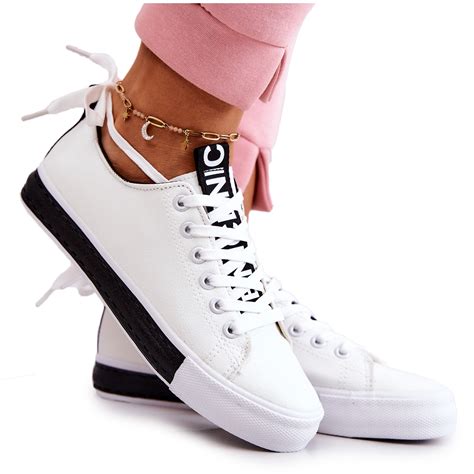 Ps1 Womens White And Black Leather Mikayla Sneakers Keeshoes