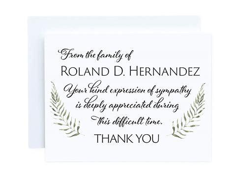 Funeral Thank You Cards With Envelopes A2 Folded Personalized Thank You