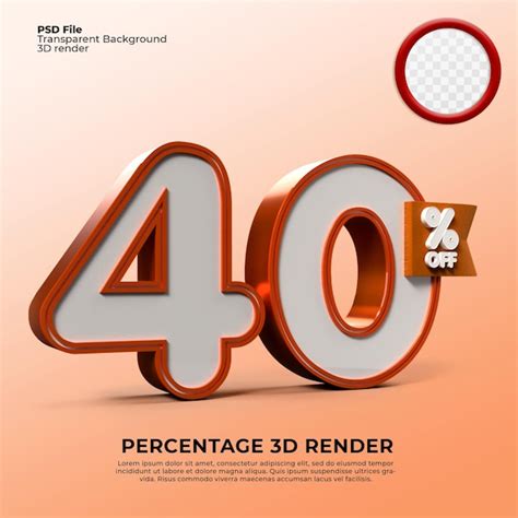 Premium Psd 3d Render 40 Percentage Orange Color For Sale Promo