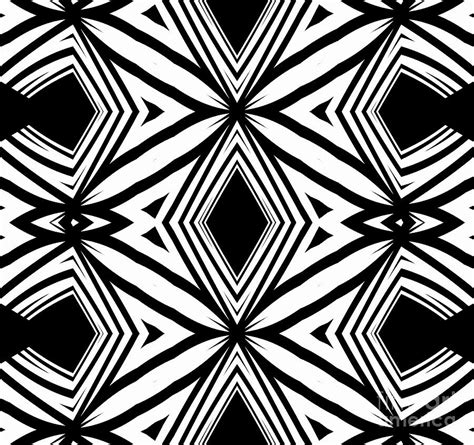Geometric Pattern Black White Artwork Print No.208 Digital Art by