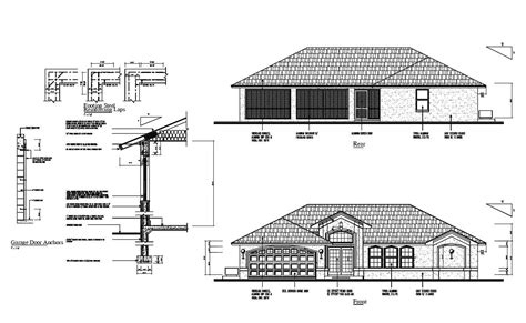 Clay Roof House Elevation CAD Drawing Cadbull
