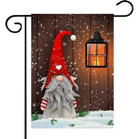 Christmas Gnome Garden Flag Double Sided Home Rustic Winter Garden