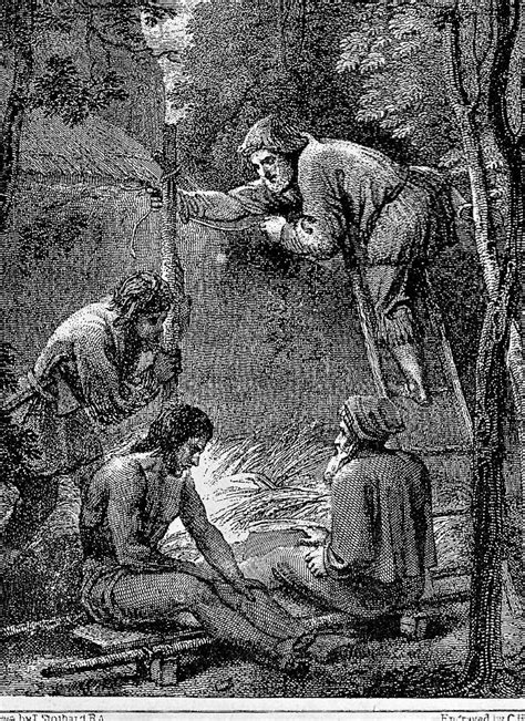 Thomas Stothards Robinson Crusoe And Friday Making A Tent To Lodge Fridays Father And The