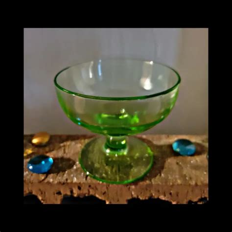 Vintage Hazel Atlas Green Ovide Uranium Glass Sherbet Cup Depression