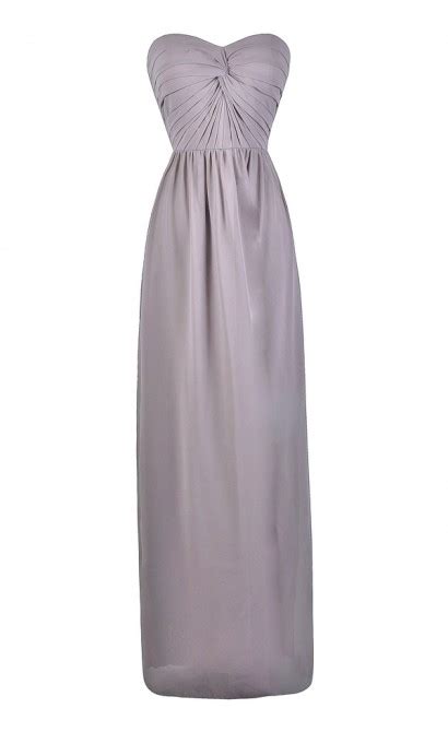 Grey Maxi Bridesmaid Dress Grey Formal Strapless Dress Lily Boutique