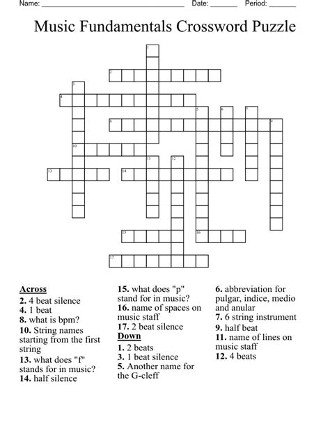 Music Fundamentals Crossword Puzzle Wordmint